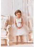 Illusion Neck Ivory Lace Tulle Slit Open Back Flower Girl Dress